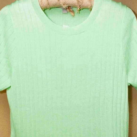 NWT J. Crew Silk and Cashmere Cropped T-Shirt in Frosty Green size L - Picture 6 of 9
